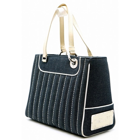 Dior Denim White Christian  Handbag Blue Denim - Picture 1 of 9